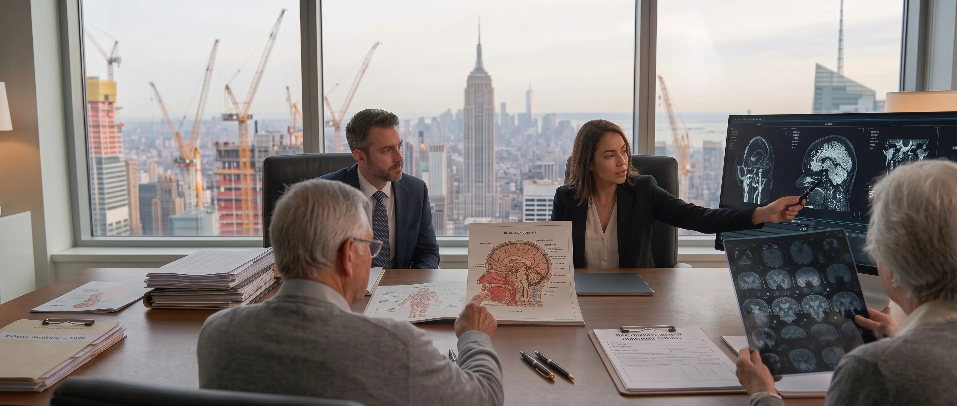 Manhattan skyline representing brain injury legal services in New York City