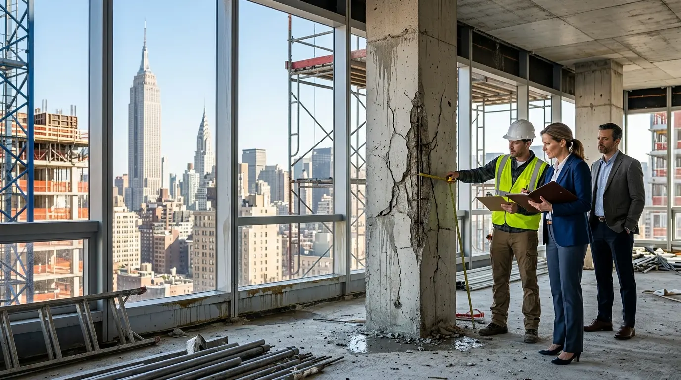 Manhattan building exterior affected by construction defects