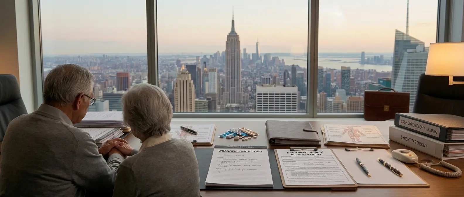 Manhattan skyline representing wrongful death legal services in New York City